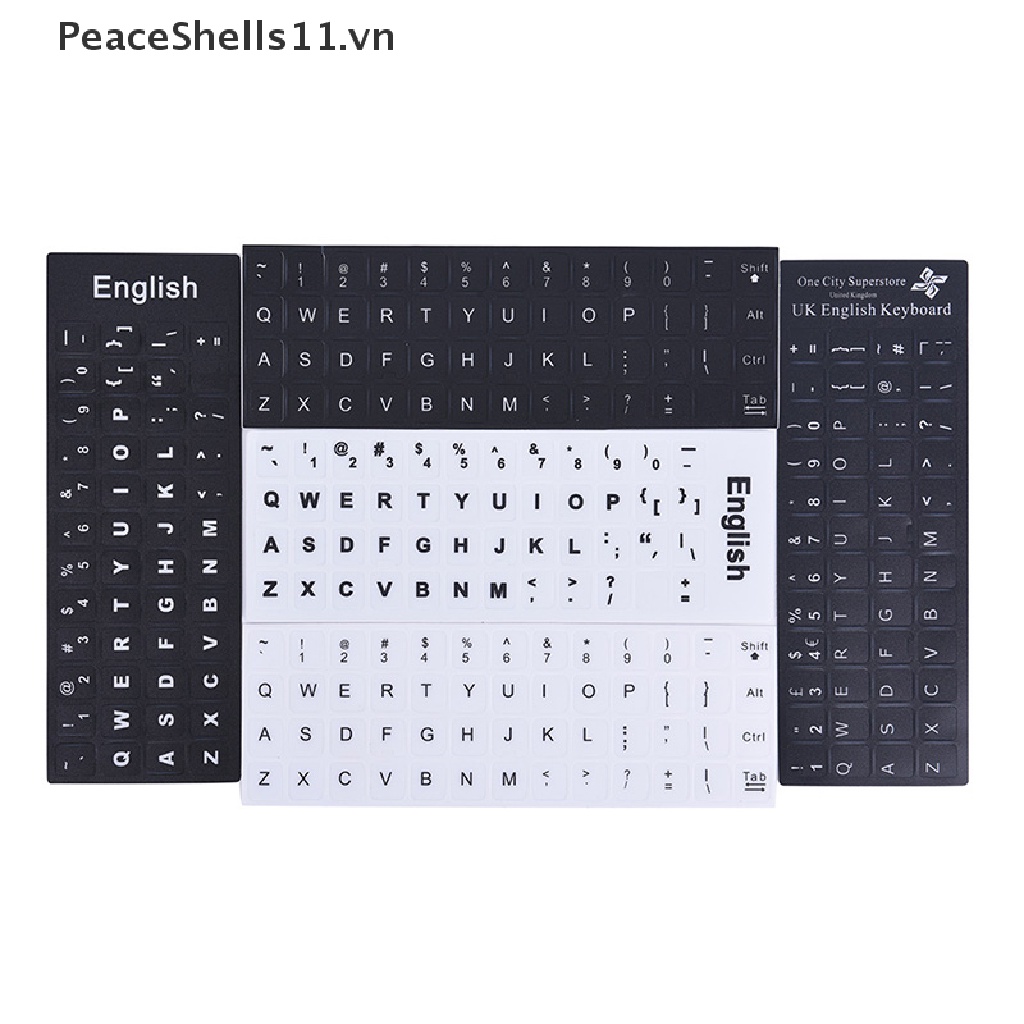Miếng Dán Thay Thế Bàn Phím Chữ Tiếng Anh Màu Trắng Đen Cho PC / Laptop