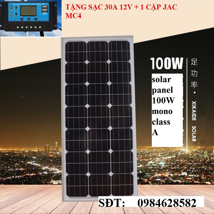 tấm pin mono 100W tặng sạc 30A - +sạc 30A+ mC4