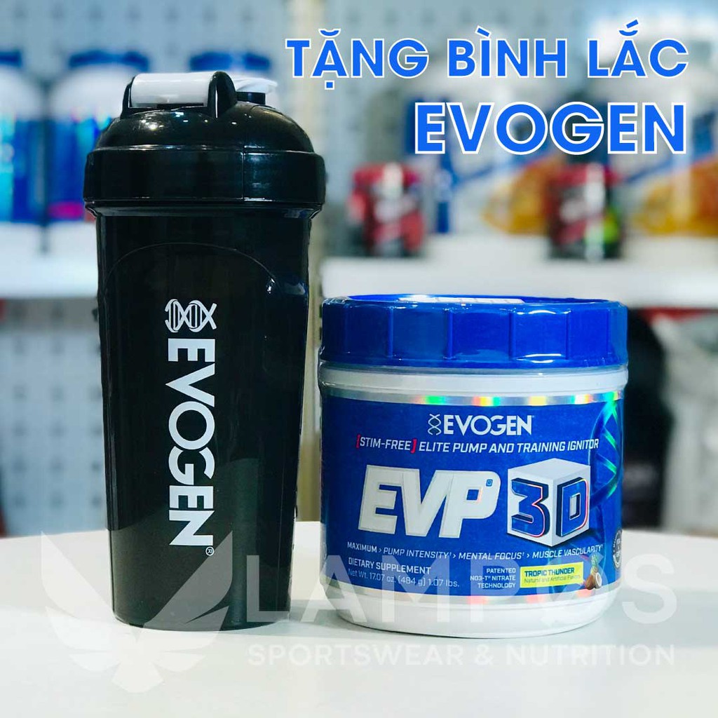 Pre-Workout EVP-3D, Tăng Sức Mạnh Evogen, Không Caffeine 40 lần dùng (Chính hãng - Tặng bình lắc Evogen)