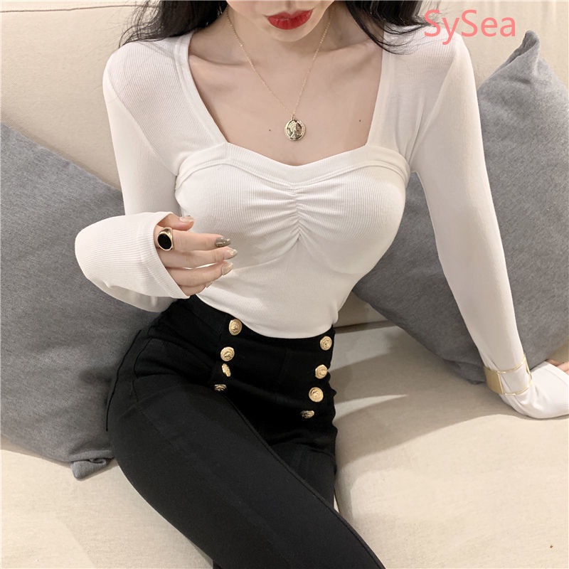 Autumn Women's Fashion Slim Long Sleeve Knit Shirt
