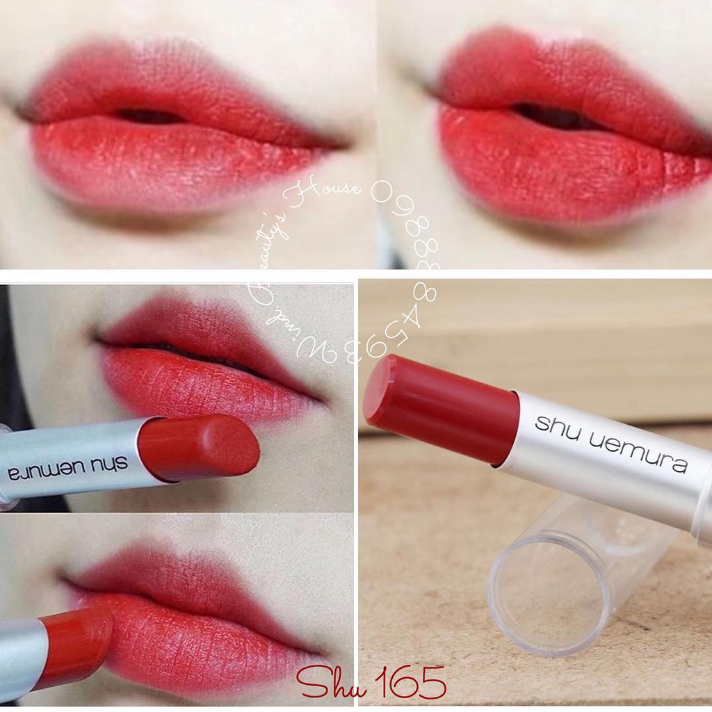 Son SHU UEMURA vỏ đen 165 - đỏ thuần hàng chuẩn auth có bill #🍒CHERRY🍒