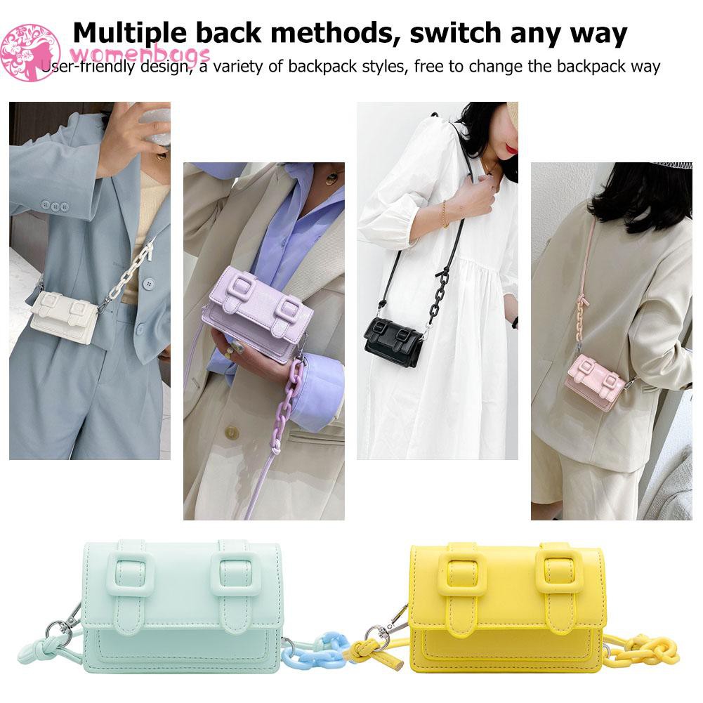 Túi Da Đeo Chéo Mini Màu Sắc Ngọt Ngào Cho Nữ