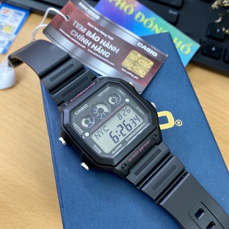 Đồng hồ nam dây nhựa Casio chính hãng Anh Khuê AE-1300WH-1A2VDF