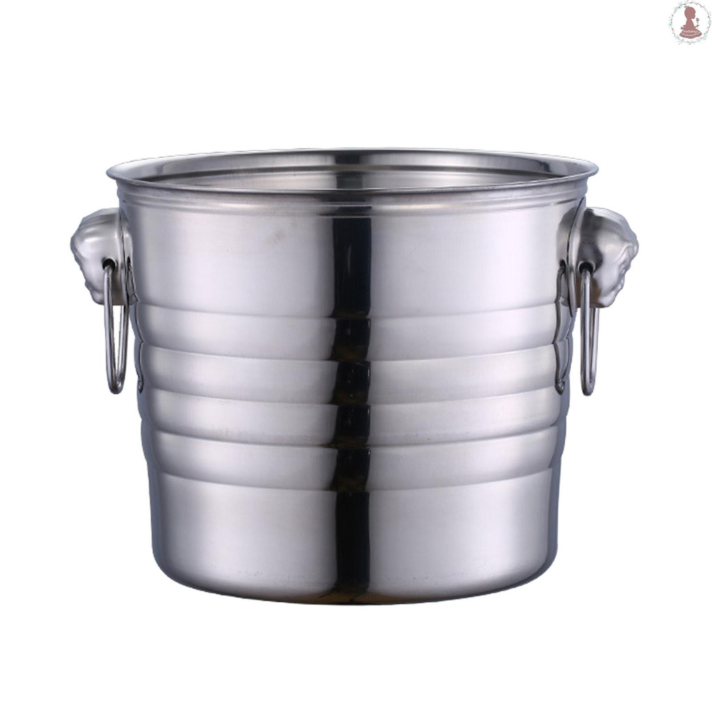 【med】Ice Bucket Well-made Stainless Steel Ice Cold Champagne Bucket Wine Chiller Container Beer Cooler