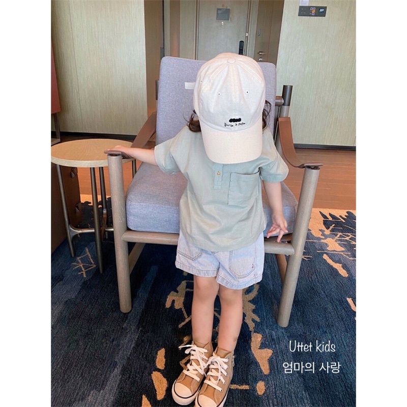 ÁO SƠ MI CỘC TAY PHONG CÁCH HÀN QUỐC 1125 DÀNH CHO BÉ GÁI VÀ BÉ TRAI SIZE 80 ĐẾN 120