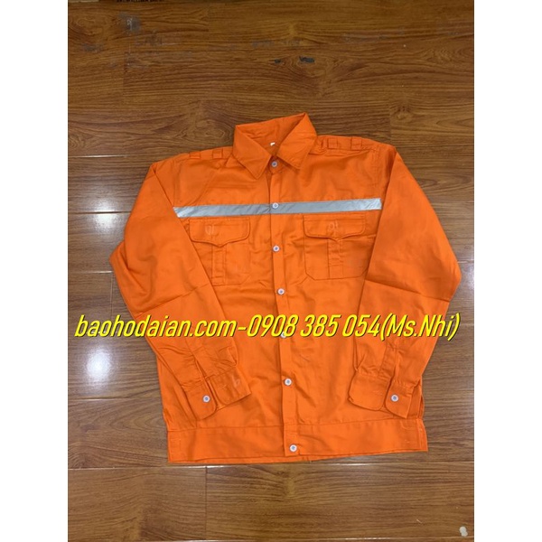 Quần áo công nhân vệ sinh đường phố màu cam may kèm phản quang- Hình thật