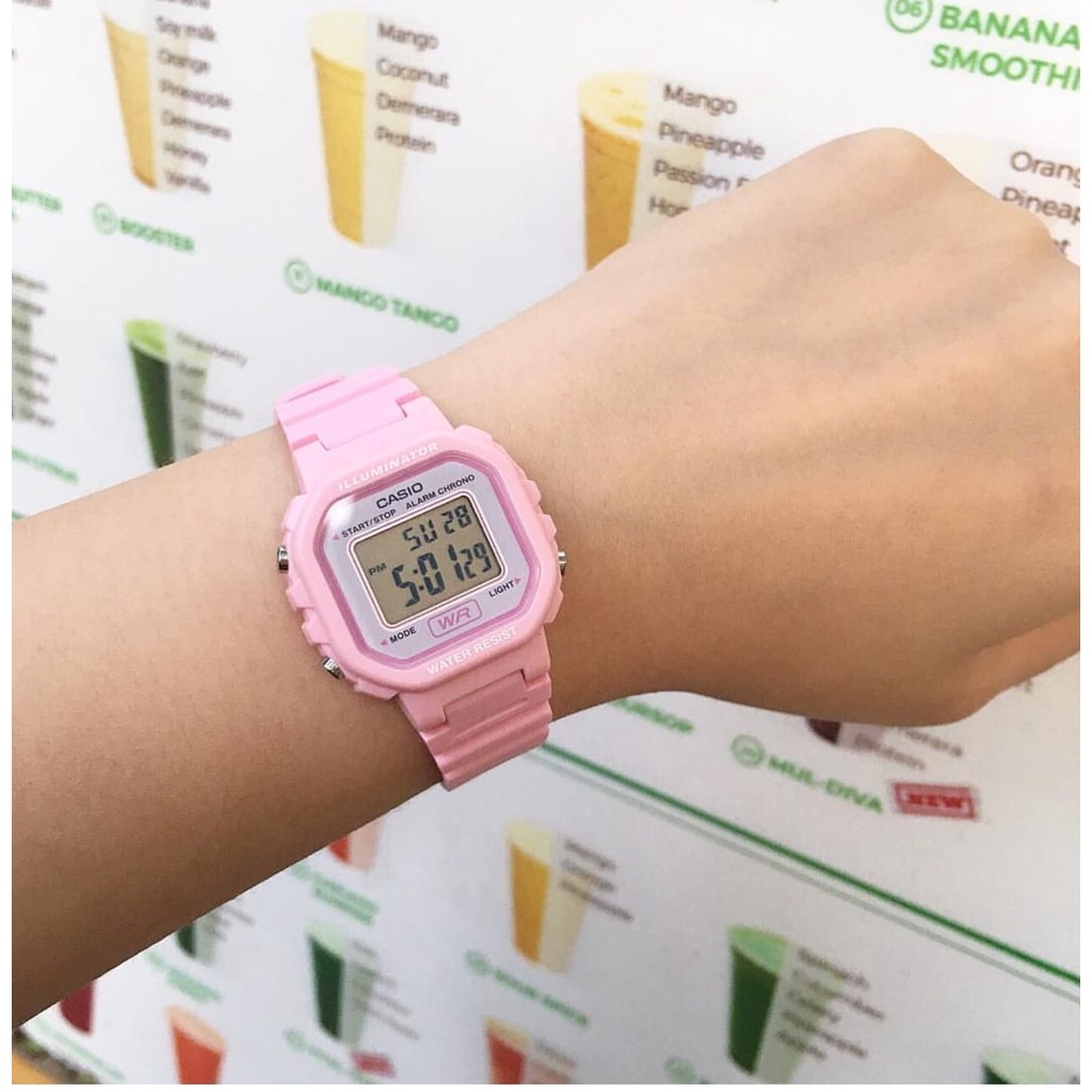 Đồng hồ Nữ Casio LA20WH-4A1, đồng hồ chính hãng, dây nhựa full hồng