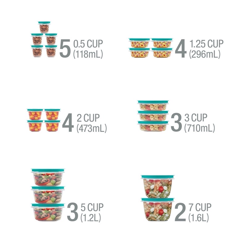 RUBBERMAID SET 21 HỘP NẮP XANH