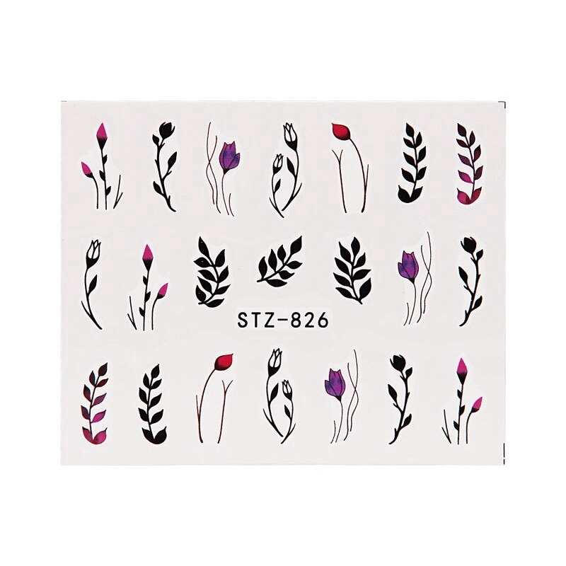 Miếng dán móng tay trang trí nghệ thuật hình chiếc lá/ bông hoa/ hồng hạc/ xương rồng với 19 kiểu họa tiết tùy chọn