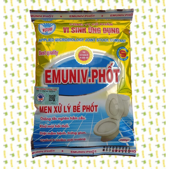 EMUNIV Phốt - Men vi sinh xử lý bể phốt, thông hầm cầu (Gói 200g)