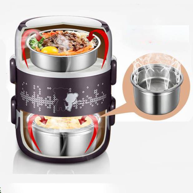 Hộp cơm điện bear inox 304 3 tầng cao cấp | BigBuy360 - bigbuy360.vn
