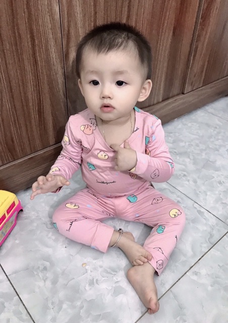 Bộ dài tay thun lạnh PEEKABOO in hoạ tiết thú dễ thương cho bé