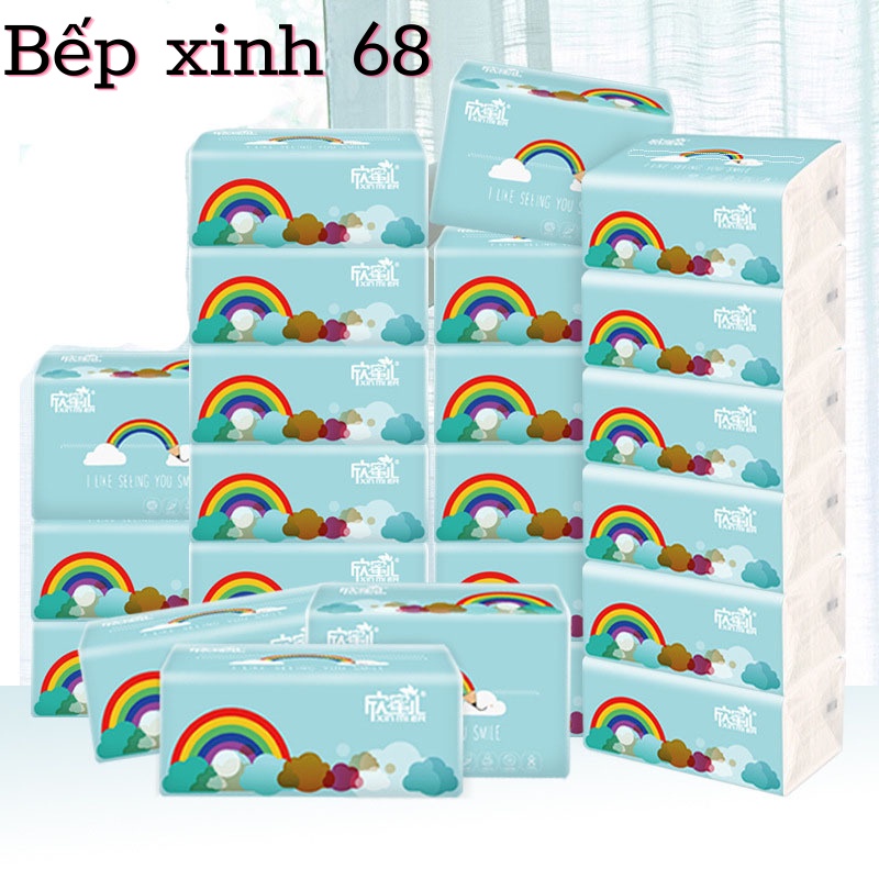 Giấy ăn cầu vồng xin mier chuẩn loại 300 tờ, thùng 30 gói siêu dai, siêu mịn hàng loại 1 - Khăn giấy, giấy ướt