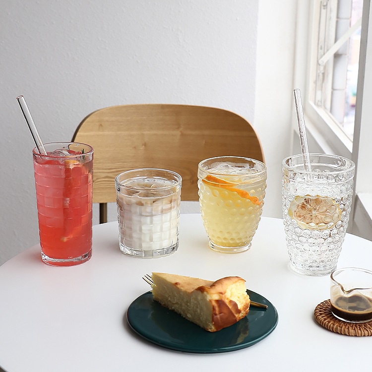 Ly thủy tinh cafe cốc thủy tinh cafe chịu nhiệt Daisy Decor trang trí quán cafe họa tiết vân dọc và ô vuông
