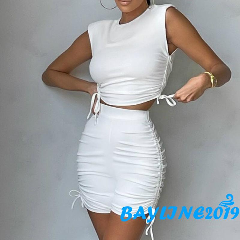 Áo Lửng Không Tay Và Quần Ngắn Thời Trang Quyến Rũ Cho Nữ