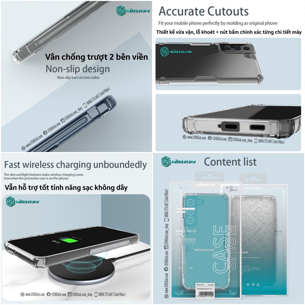 ỐP LƯNG SAMSUNG GALAXY S22 5G NILLKIN NATURE TPU PRO LƯNG KÍNH PC TRONG VIỀN DẺO CHÍNH HÃNG