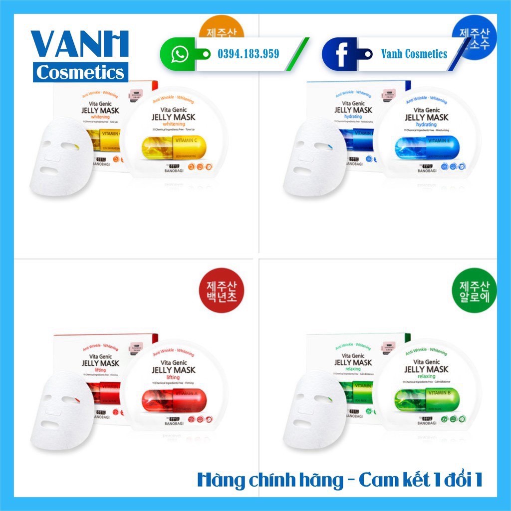 Hộp 10 miếng Mặt nạ Vita Genic Banobagi  Jelly Mask Hàn Quốc mẫu mới (chính hãng) - Vanh Cosmetics