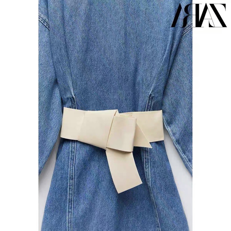 Đầm jean thắt nơ eo Zara săn sale sẵn size Xs