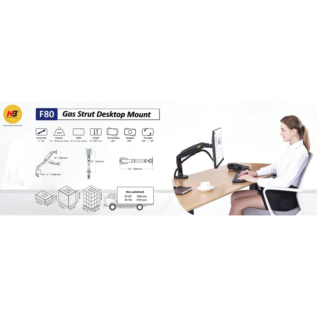 Giá treo màn hình máy tính NB-F80 (gắn bàn) | BigBuy360 - bigbuy360.vn