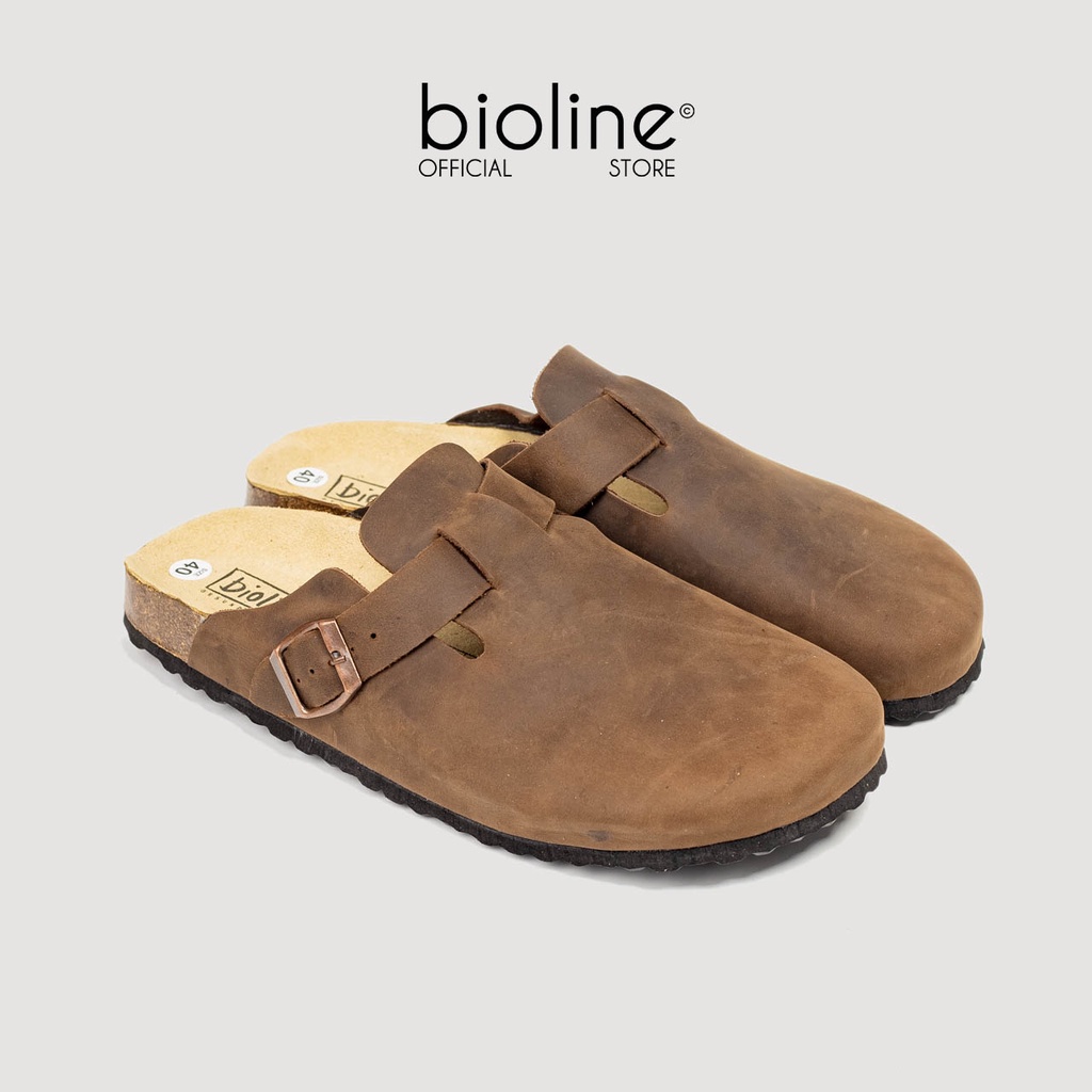 Sục đế trấu BIRKEN da bò thật bít mũi Unisex Bioline Birken