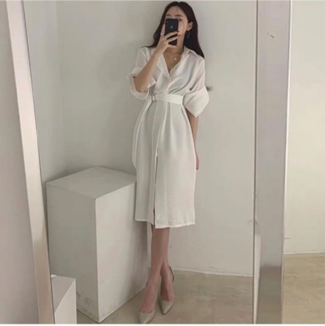 Váy sơ mi thắt eo tôn dáng