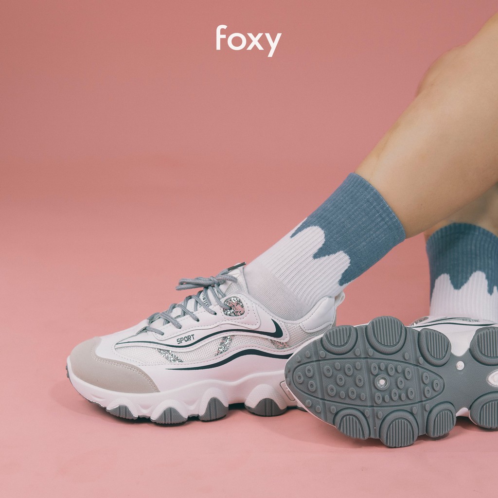 Giày Thể Thao Sneaker Nữ FOXY Dáng To FiLa Viền Kim Tuyến Độc Lạ - FOX015