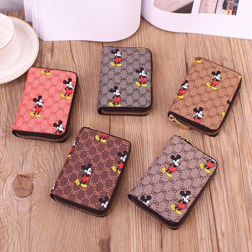 FORBETTER Ví Da PU Họa Tiết Chuột Mickey Phong Cách Vintage Cho Nữ Giá Đỡ