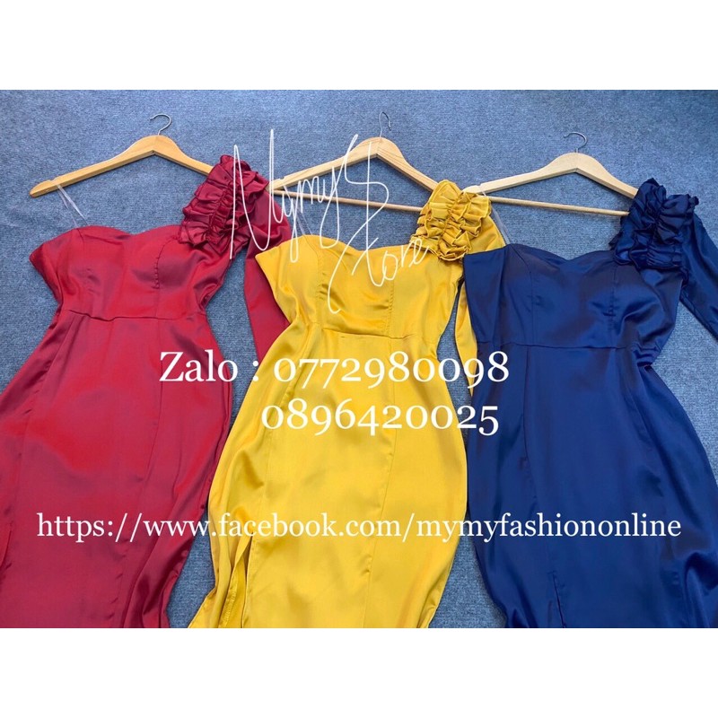 Đầm maxi xoắn đùi cổ vuông tay dài TRIPBLE T DRESS - Free size dưới 54kg MS140V