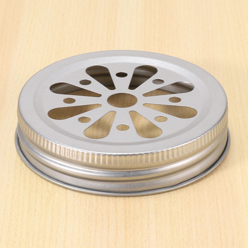 16 cái Miệng thông thường Mason có thể Nắp bình chống rỉ Daisy Cắt với lỗ rơm Nắp hoa rỗng cho bóng , lọ đóng hộp,Etc