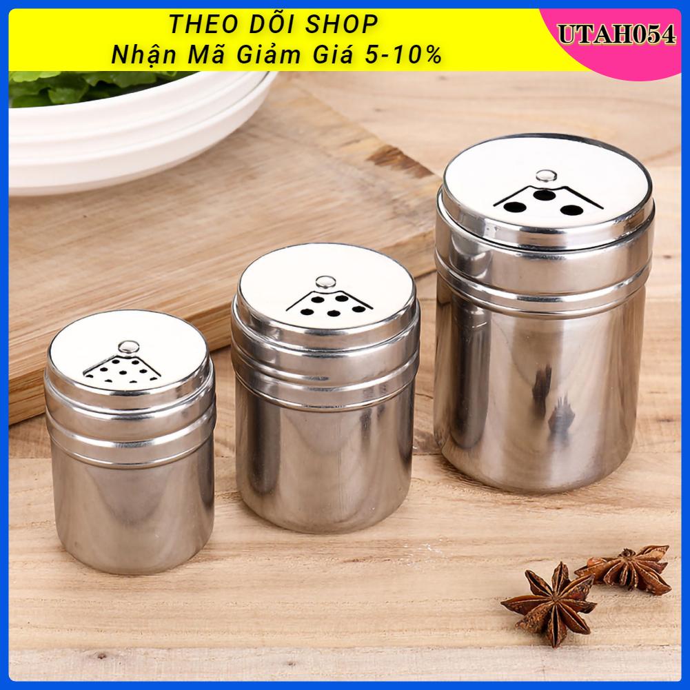 Utah054 Lọ gia vị bằng thép không gỉ 410 Đồng phục Pha chế lọ đáy dày cho đường muối