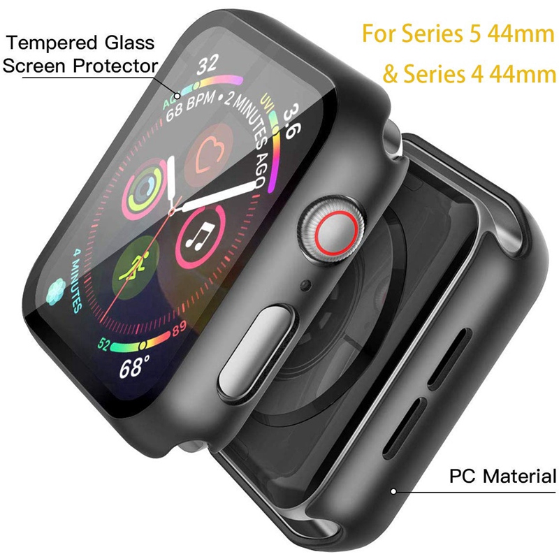 Ốp bảo vệ mặt đồng hồ + kính cường lực cho Apple Watch SE 6 5 4 44mm 40mm Iwatch 3 2 1 42mm 38mm
