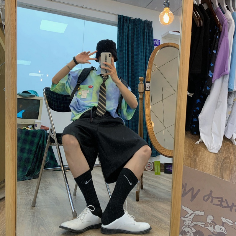 Áo Sơ Mi Ullzang Áo Sơ Mi Loang Unisex Cộc Tay đi biển tay ngắn dáng rộng phong cách Hàn Quốc 2 màu tùy chọn M-2XL cho nam/nữ | BigBuy360 - bigbuy360.vn