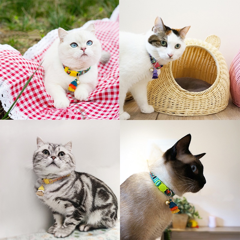 Vòng cổ HAMSHMOC mềm tháo nhanh có chuông điều chỉnh được cho thú cưng