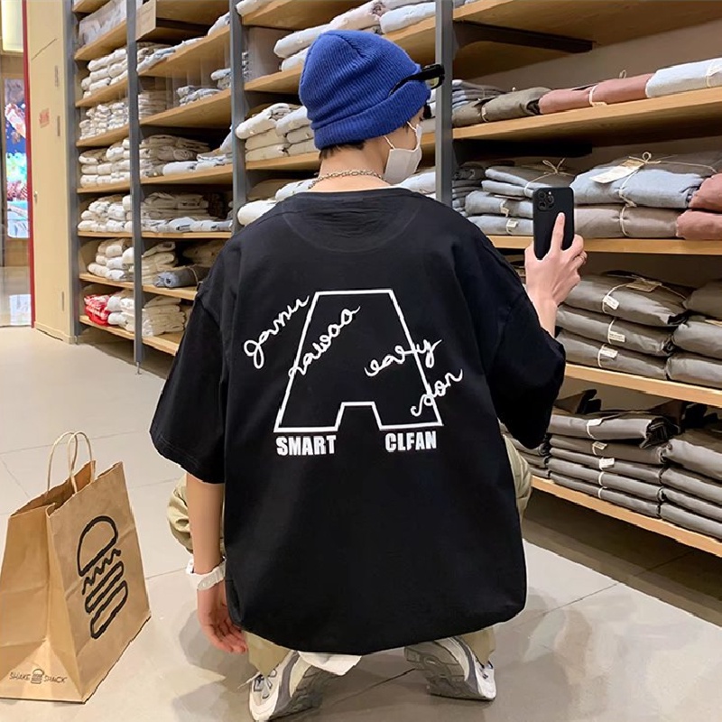 Áo Thun Tay Ngắn Dáng Rộng In Chữ Cỡ Lớn Thoải Mái Thời Trang Mùa Hè Cho Nam Và Nữ M-5XL