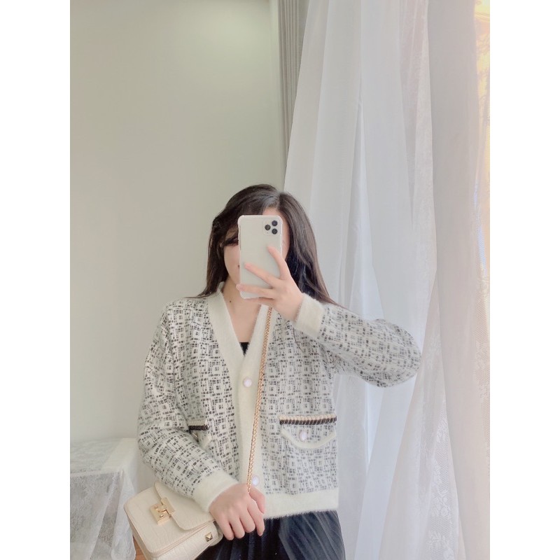 Cardigan lông thỏ babi (đen/trắng) | BigBuy360 - bigbuy360.vn