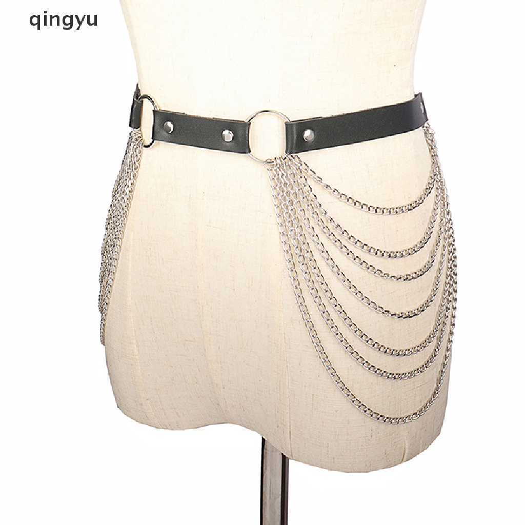 Thắt Lưng Dây Xích Bằng Da Màu Đen Gợi Cảm