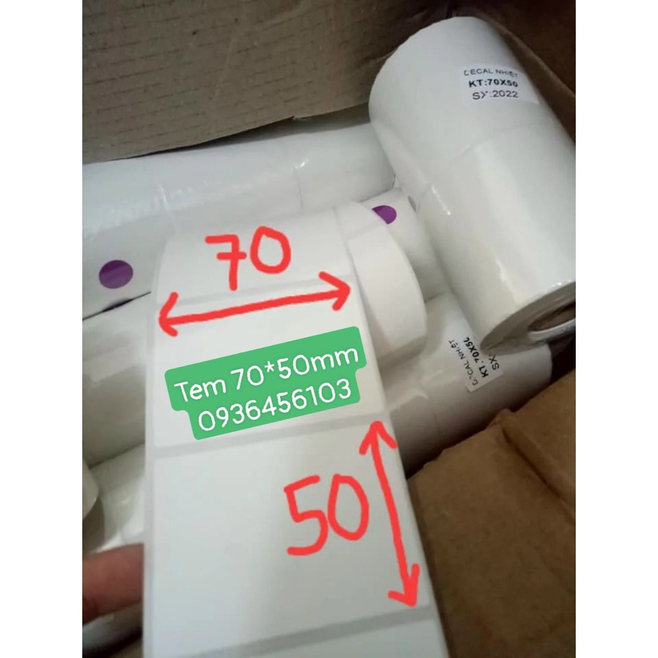 Giấy in tem nhiệt 70*50mm cuộn 30m