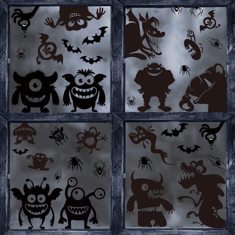 QQ Set 44 Sticker Dán Cửa Kính Cửa Sổ Trang Trí Halloween
