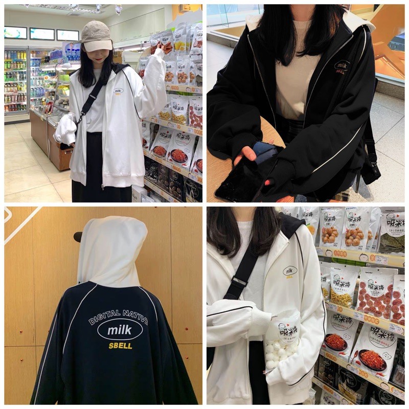 Áo hoodie nỉ bông cotton dưới 75kg - áo khoác nỉ 2020- milk [ảnh thật] | BigBuy360 - bigbuy360.vn