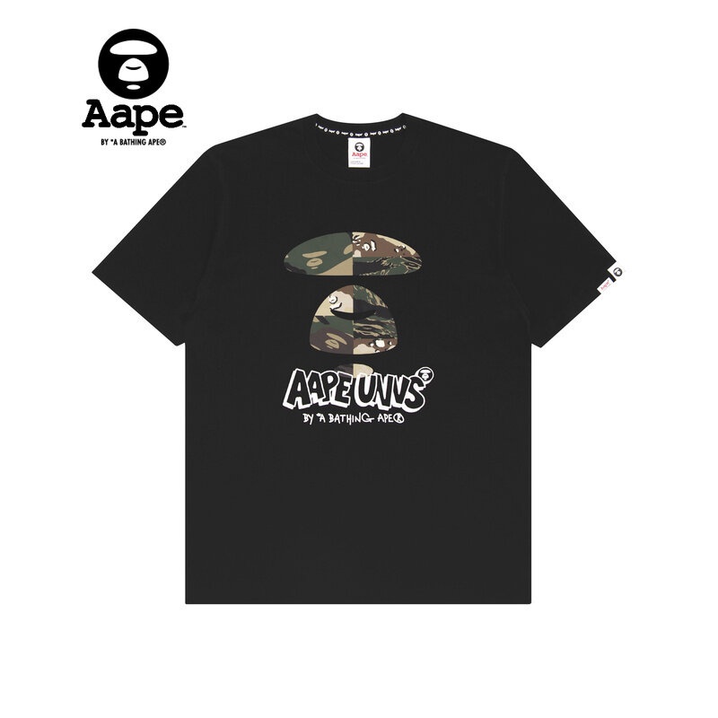 Áo Thun Unisex Ngắn Tay In Logo Bape Ngụy Trang Đơn Giản Chất Lượng Cao