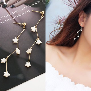 Bông Khuyên Tai Dài Hoa Rơi Hàn Quốc Họa Tiết Ngôi Sao Siêu Nữ Tính !