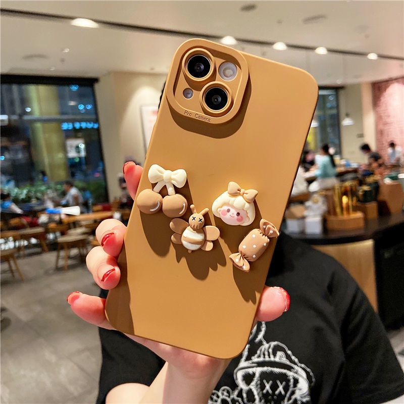 Ốp lưng iphone cạnh vuông bảo vệ camera gấu kẹo ong 7plus x xsmax 11 11promax 12 12pro 12promax 13 13pro 13promax DT13