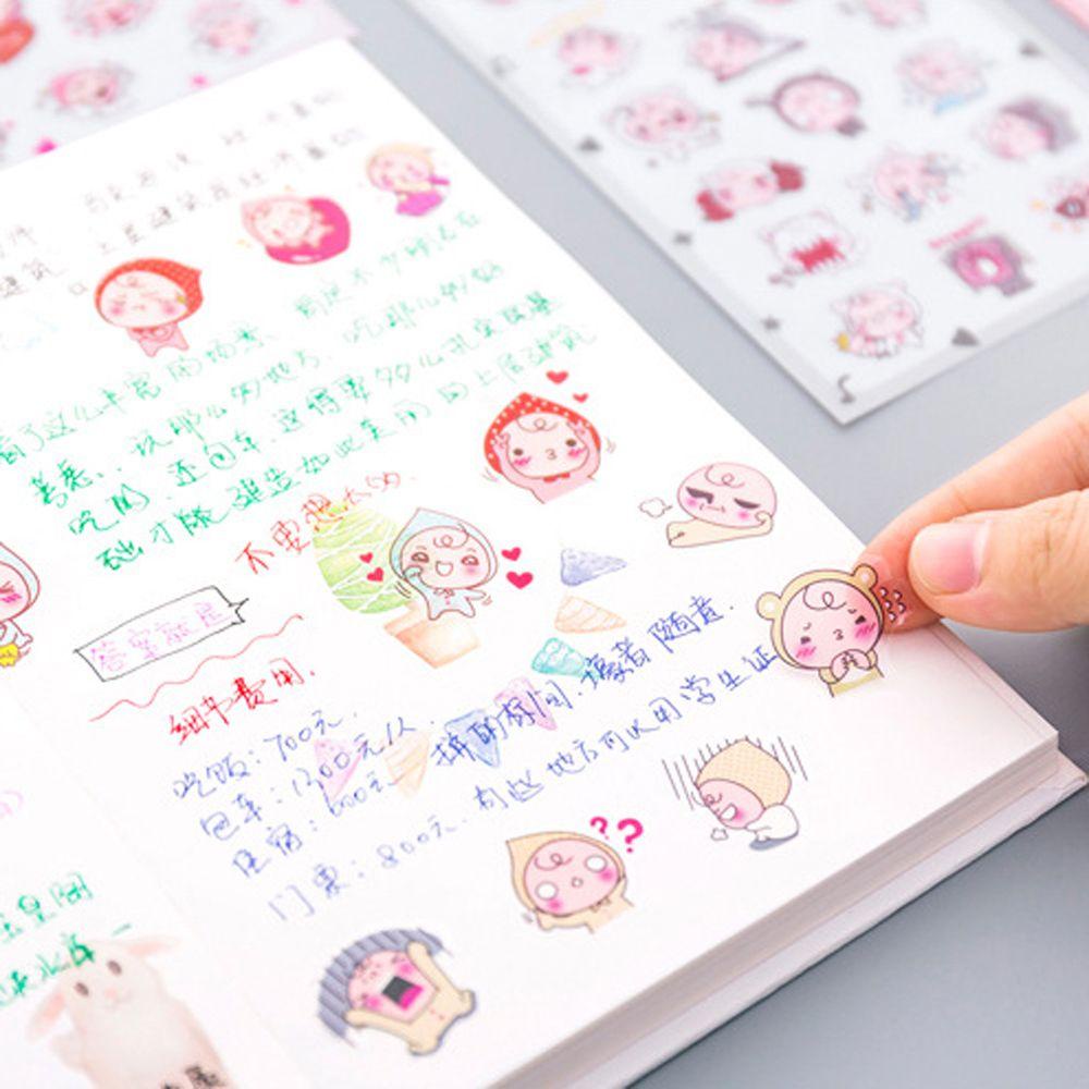 Bộ 6 Tấm Sticker Hoạt Hình Đáng Yêu Dán Trang Trí Nhật Ký