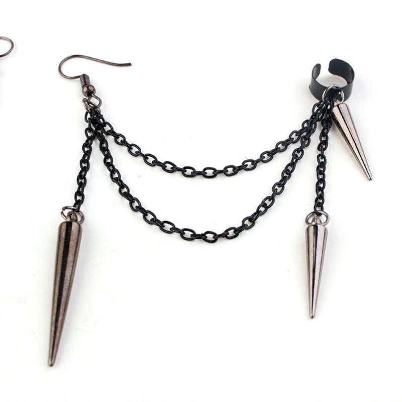 Set 2 Khuyên Tai Tua Rua Màu Đen Thời Trang Cá Tính Dành Cho Nữ