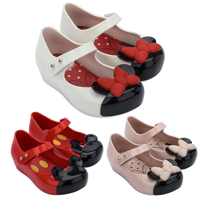 DISNEY Xăng đan Nhựa Dẻo Gắn Nơ Hình Chuột Mickey/Minnie Xinh Xắn Cho Bé Gái