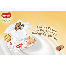 1 Gói Khăn Ướt Em Bé Huggies Chiết Xuất Vitamin E &amp; Ca Cao Bơ Hạt Mỡ (Có Mùi) 72 Tờ