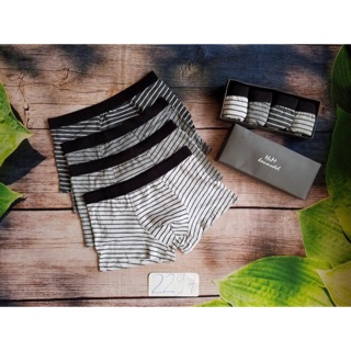 HỘP 4 QUẦN BOXER ĐÙI NAM SỌC CAO CẤP H&M XUẤT NHẬT