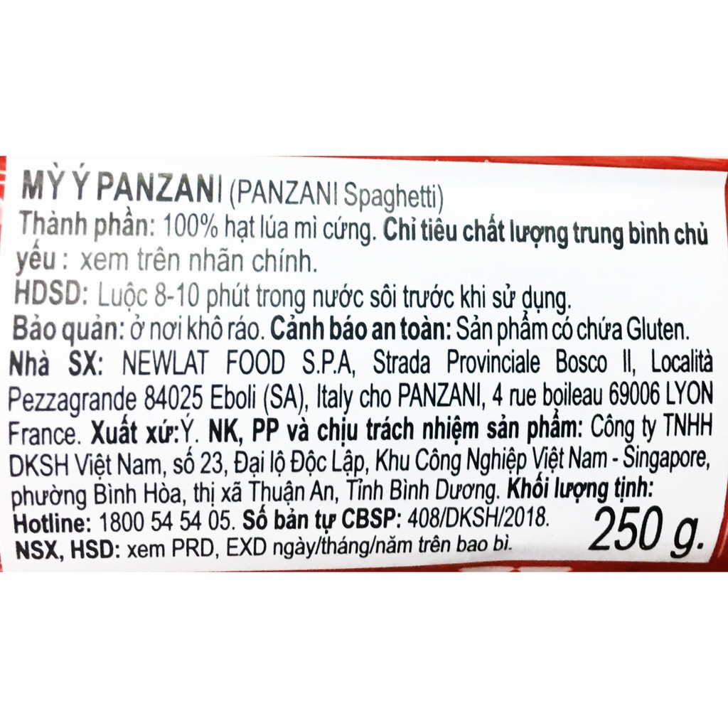 MỲ Ý PAZANI SPAGHETTI GÓI 250G