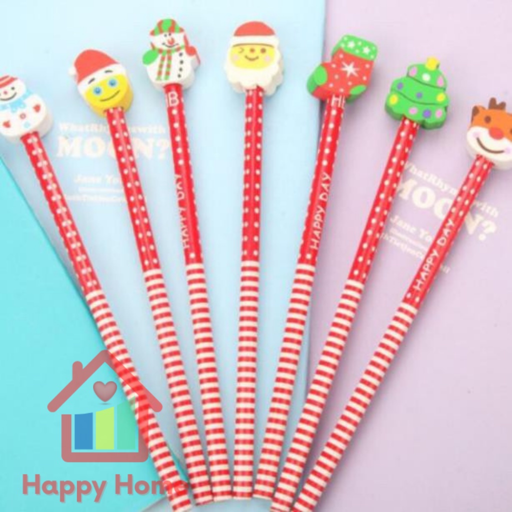 Bút chì đầu tẩy hình noel, món quà dễ thương cho bé Happy Home