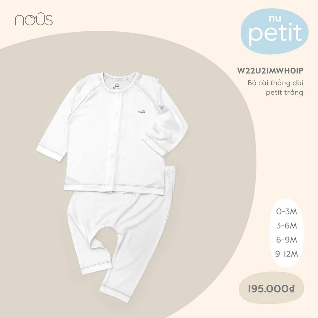 Bộ dài tay Nous cài thẳng 0m - 12m